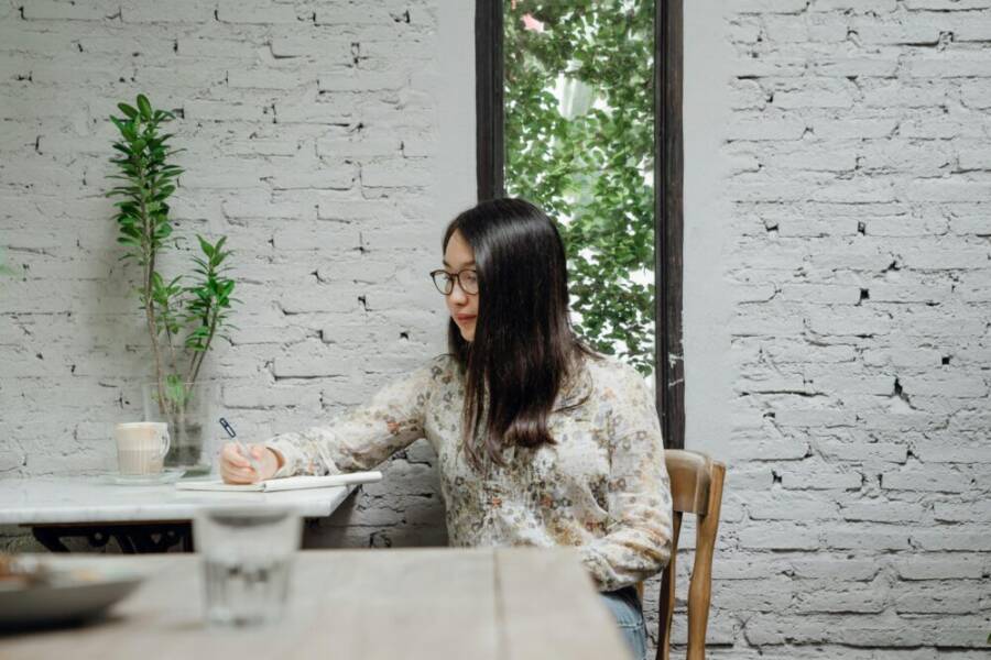 Pensive cafe scene