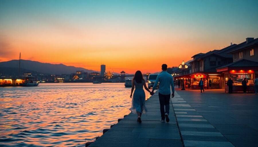 淡水河口夜景示意圖