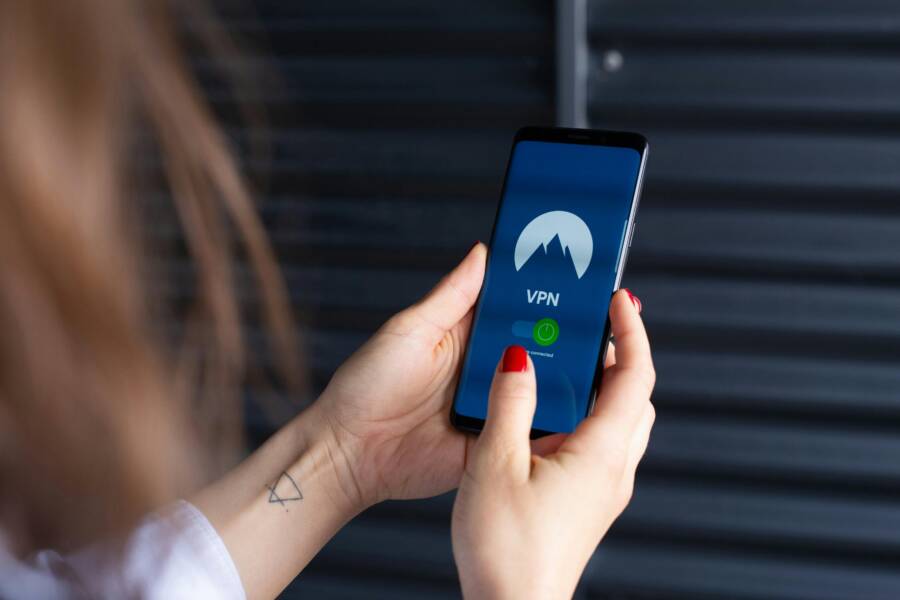 Close-up of a smartphone with VPN settings